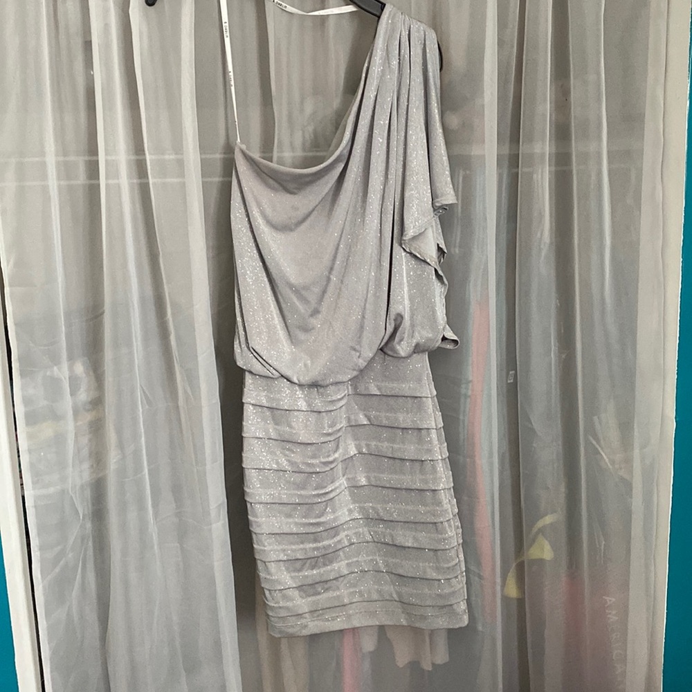 Silver sparkly one shoulder dress